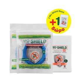 MENARINI Mo-Shield Band Πακέτο Εντομοαπωθητικά Βραχιόλια Για Παιδιά Μπλε,  2τμχ & Δώρο Απωθητικό Υγρό Για Κουνούπια & Σκνίπες, 17ml