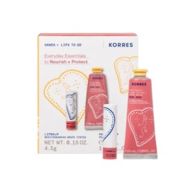 Korres Πακέτο Hands+Lips To Go Lip Balm Grape Tinded 4.5g & Hand Cream Peony Rose 50ml