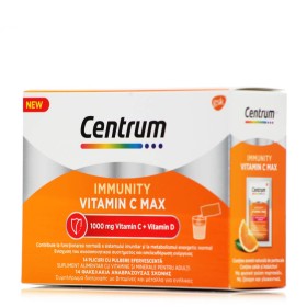 CENTRUM Immunity Vitamin C Max Βιταμίνη C 1000mg & Βιταμίνη D Για Την Ενίσχυση Του Ανοσοποιητικού & Ενέργεια, 14 Φακελάκια