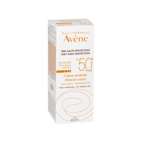 AVENE Creme Minerale SPF50+, Αντιηλιακή Κρέμα Προσώπου για το μη Ανεκτικό & Ευαίσθητο Δέρμα Solaire, 50ml