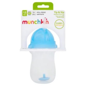 Munchkin Tip & Sip Ποτηράκι με Καλαμάκι με Βαρίδιο Για 12+ Μηνών Blue 296ml