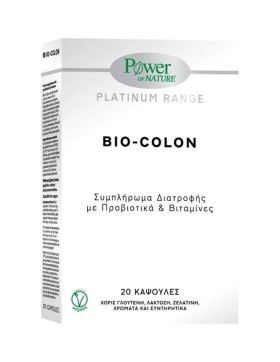 Power Of Nature Platinum Range Bio Colon Συμπλήρωμα Διατροφής Με Προβιοτικά Και Βιταμίνες 20 κάψουλες