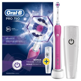 Oral-B Ηλεκτρική Οδοντόβουρτσα Pro 750 3D White & Δώρο Θήκη Ταξιδιού Ροζ Χρώμα,1 τεμάχιο