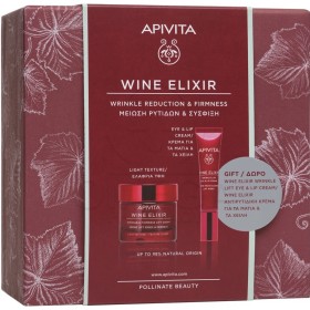 Apivita Wine Elixir Πακέτο Προσφοράς Wrinkle & Firmness Lift Light Day Cream 50ml & Δώρο Wrinkle Lift Eye & Lip Cream 15ml  Αντιρυτιδική Κρέμα για Σύσφιξη & Lifting Ελαφριάς Υφής & Αντιρυτιδική Κρέμα Lifting για Μάτια & Χείλη