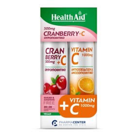 Health Aid Πακέτο Cranberry 500mg & Vitamin C 1000mg 2x20 Αναβράζοντα Δισκία