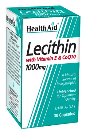 HEALTH AID Lecithin 1000mg + Natural Vitamin E 45iu + CoQ 10 Συμπλήρωμα Διατροφής με Λεκιθίνη 30 caps