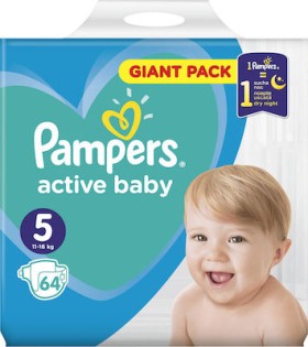 Pampers Active Baby Giant Pack Πάνες No5 (11-16kg), 64 τεμάχια