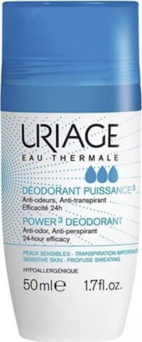 Uriage Deodorant Roll-On Power 3, Αποσμητικό Τριπλής Δράσης, 50ml