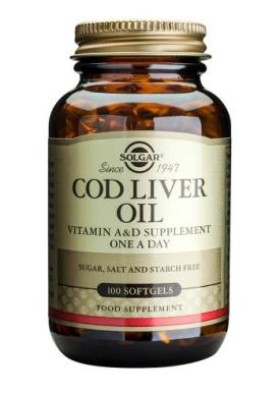 Solgar Cod Liver Oil Vitamin A & D,  Συμπλήρωμα Λιπαρών Οξέων & Βιταμινών, 100 Μαλακές Κάψουλες