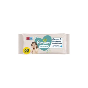 Pampers Soft & Clean Μωρομάντηλα χωρίς Οινόπνευμα 60τμχ