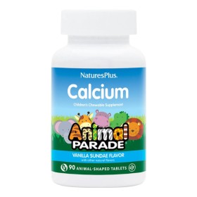 Natures Plus Animal Parade Calcium Ασβέστιο & Μαγνήσιο για την Καλή Υγεία των Οστών & Δοντιών με Γεύση Milk Shake Βανίλια 90 Ταμπλέτες