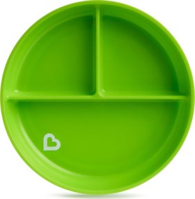 MUNCHKIN Stay Put Πιάτο Πλαστικό 6+m Με Χωρίσματα & Βεντούζα Πράσινο (011213), 1τμχ