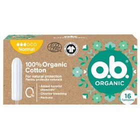 O.b. Organic 100% Cotton Tampon Normal - Ταμπόν Με Οργανικό Βαμβάκι Για Κανονική Ροή, 16τμχ