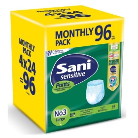 Sani Sensitive Pants Monthly Pack No3 Large Ελαστικό Εσώρουχο Ακράτειας, 96 Τεμάχια