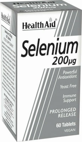 HEALTH AID Selenium 200μg Συμπλήρωμα Διατροφής με Σελήνιο για Αντιοξειδωτική Προστασία, 60tabs