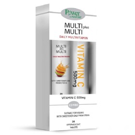 Power of Nature Πακέτο Multi Plus Multi & Ultra Vitamin C 500mg Συμπλήρωμα Διατροφής Για Ενέργεια & Ενίσχυση Του Ανοσοποιητικού, 2x20 Αναβράζοντα Δισκία