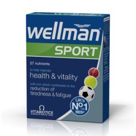 VITABIOTICS Wellman Sport, Συμπλήρωμα Ειδικά Σχεδιασμένο για Άνδρες που Αθλούνται, 30 Ταμπλέτες