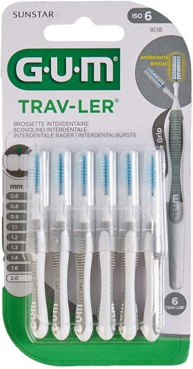 Gum Trav-ler Interdental Brush (1618) Μεσοδόντια Βουρτσάκια 2.0mm Γκρι, 6τεμ