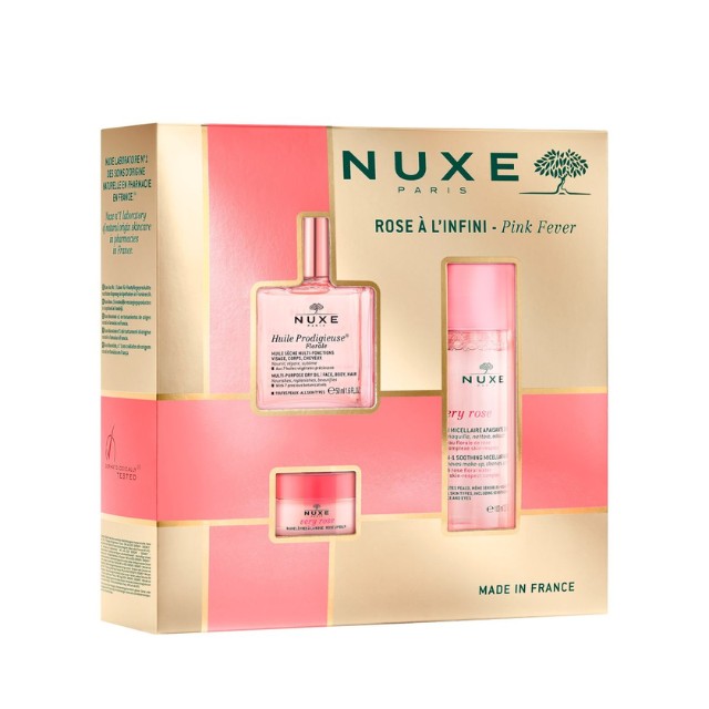 Nuxe Pink Fever Πακέτο Huile Prodigieuse Florale 50ml & Very Rose Micellaire 100ml & Very Rose Lip Balm 15gr