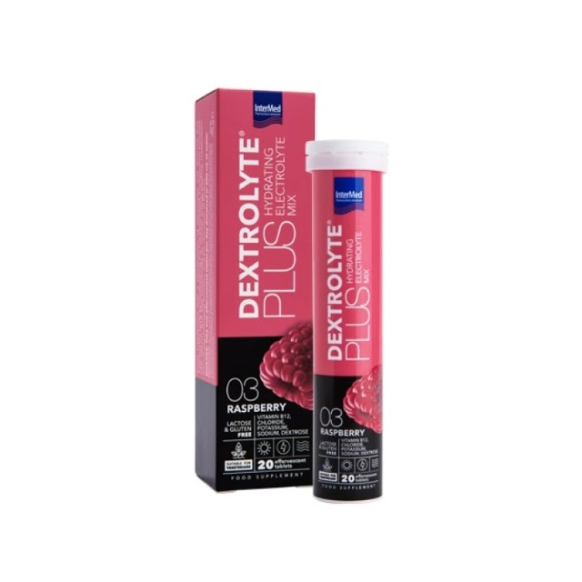 Intermed Dextrolyte Plus Hydrating Electrolyte Mix Raspberry 20 Αναβράζοντα Δισκία