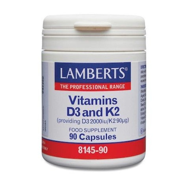 Lamberts Vitamin D3 2000iu & K2 90μg Συμπλήρωμα Διατροφής Για Υγιή Οστά & Δόντια (8145-90), 90 Κάψουλες