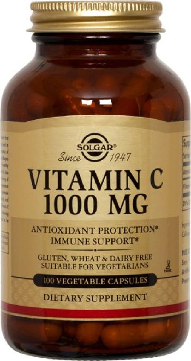 Solgar Vitamin C 1000mg Συμπλήρωμα Διατροφής Βιταμίνη C για Ενίσχυση Ανοσοποιητικού 100 Capsules