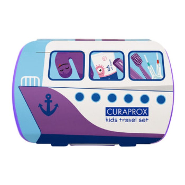 Curaprox Kids Travel Set Πακέτο Στοματικής Υγιεινής σε Μωβ Χρώμα 1 Τεμάχιο
