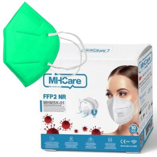 MHCare Μάσκα Υψηλής Προστασίας FFP2/KN95 Πράσινο, 10τμχ