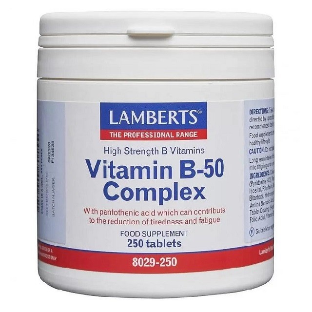 Lamberts Vitamin B-50 Complex Σύμπλεγμα Βιταμίνης B, 250 Tablets 8029-250