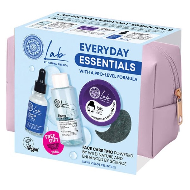 Natura Siberica Πακέτο Lab Biome Everyday Essentials Face Serum 30ml & Eye Patch 60 τμχ & Δώρο Νεσεσέρ + Micellar Water 50ml