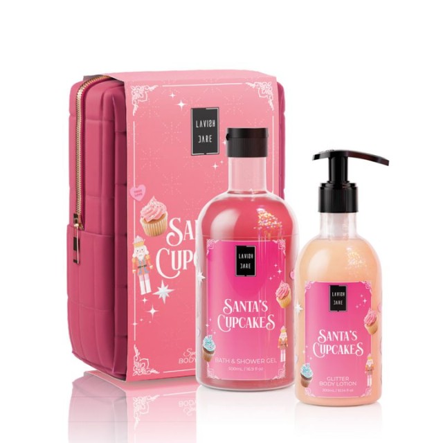 Lavish Care Πακέτο Santas Cupcakes Shower Gel 500ml & Body Lotion Glitter 300ml & Δώρο Νεσεσέρ