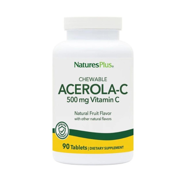 Natures Plus Acerola-C Complex Vitamin C 500mg 90 Μασώμενες Ταμπλέτες