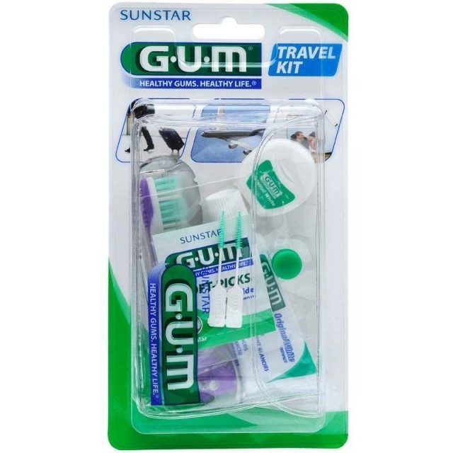 GUM Travel Kit Brush (156), Σετ Ταξιδιού με Οδοντόβουρτσα, Οδοντόκρεμα 12.5ml και Οδοντικό Νήμα 10m