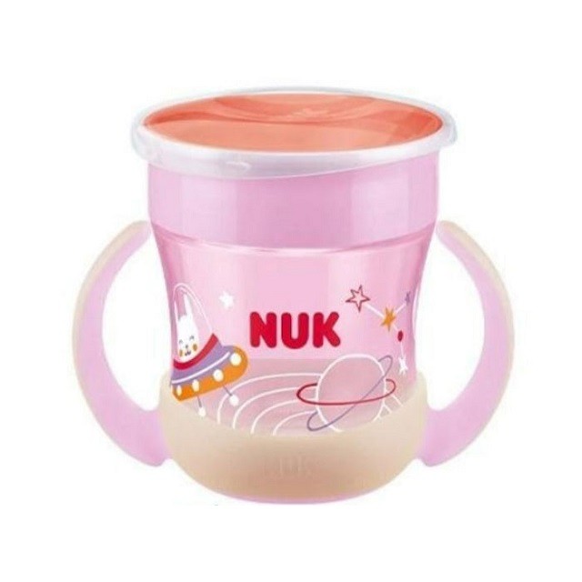 Nuk Mini Magic Cup Night Ποτηράκι Με Χείλος & Καπάκι Που Φωσφορίζει Στο Σκοτάδι Από 6m+ Σε Ροζ Χρώμα, 160ml