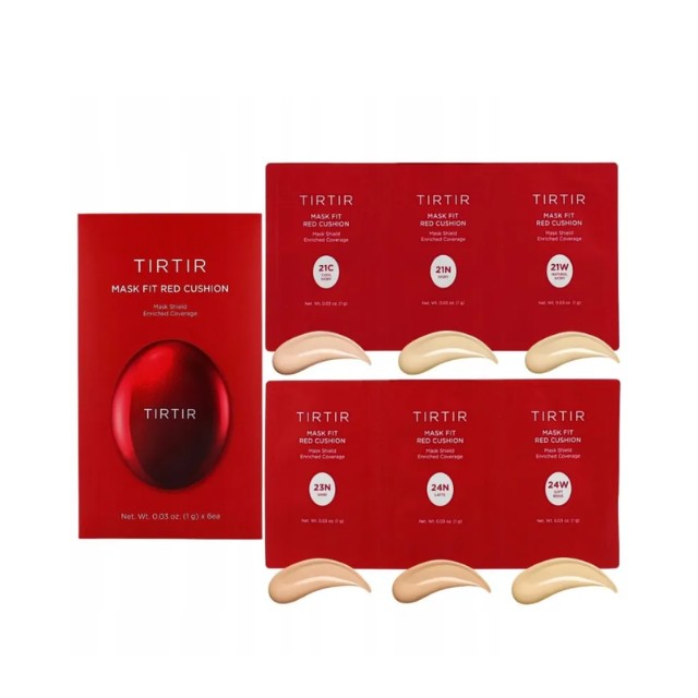 Tirtir Πακέτο Mask Fit Red Cushion 6 Shade Trial 6x1gr (21C/21N/21W/23N/24N/24W)