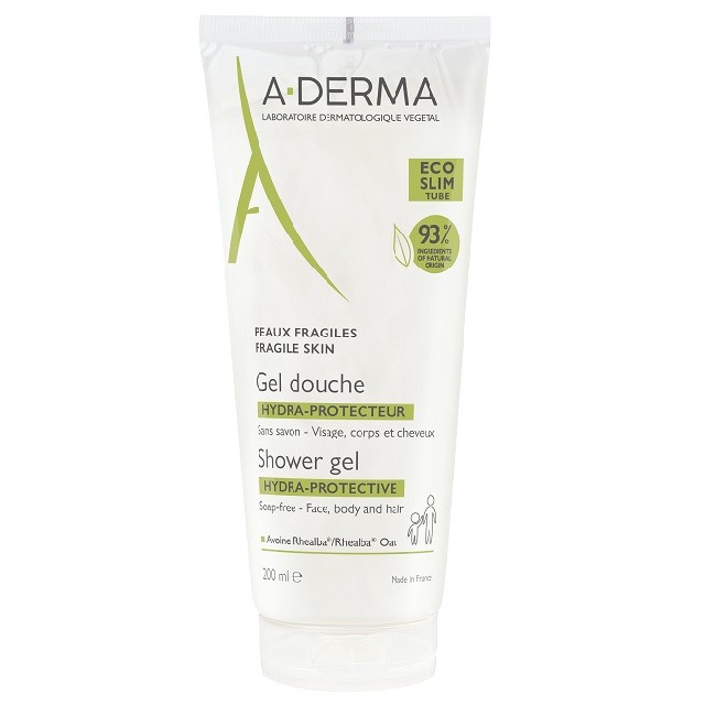 A-Derma Shower Gel Hydra-Protective Αφρόλουτρο Για Ευαίσθητες Επιδερμίδες, 200ml
