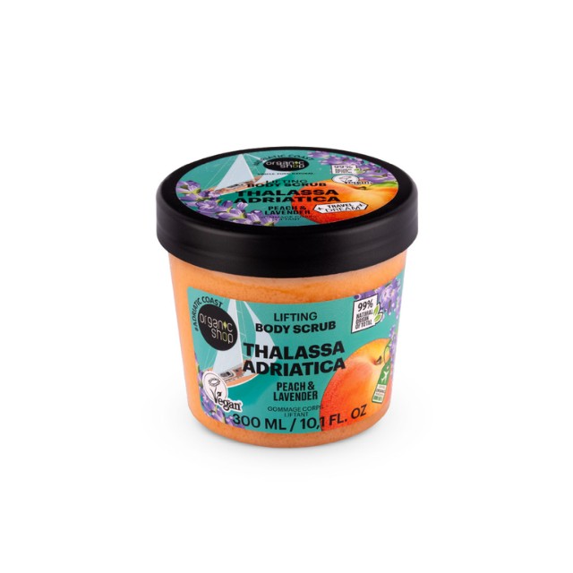 Natura Siberica Organic Shop Thalassa Adriatica Lifting Body Scrub Σώματος με Ροδάκινο & Λεβάντα 300ml