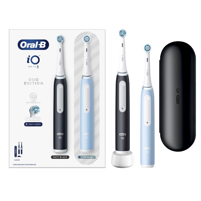 Oral-B iO Series 3 Duo Black & Blue Ηλεκτρικές Οδοντόβουρτσες 2 Τεμάχια