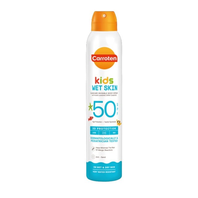 Carroten Kids Wet Skin Spray SPF50 Διάφανο Παιδικό Αντηλιακό Σώματος 200ml