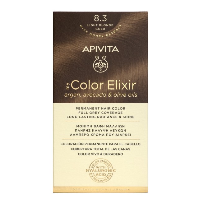 Apivita My Color Elixir Νο 8.3 Βαφή Μαλλιών Μόνιμη Ξανθό Ανοιχτό Χρυσό