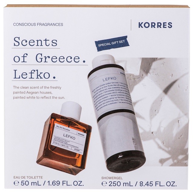 Korres Scents of Greece Lefko Πακέτο Eau de Toilette Lefko Γυναικείο Άρωμα, 50ml & Shower Gel Ενυδατικό Αφρόλουτρο, 250ml