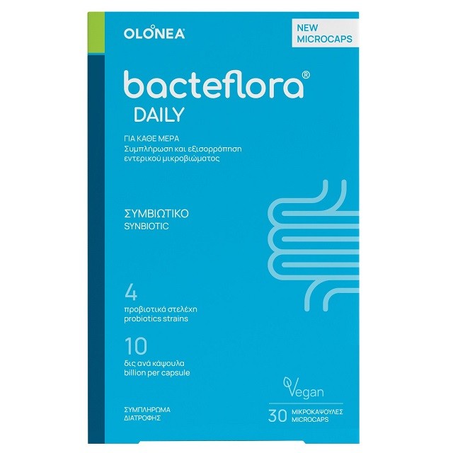 Olonea Bacteflora Daily Synbiotic Συμπλήρωμα Διατροφής Προβιοτικών, 30 Φυτικές Κάψουλες