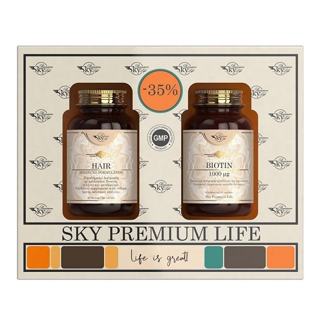 Sky Premium Life Promo Pack Hair Advanced Formulation Συμπλήρωμα Για Την Υγεία Των Μαλλιών, 60caps & Biotin 1000μg, 60caps