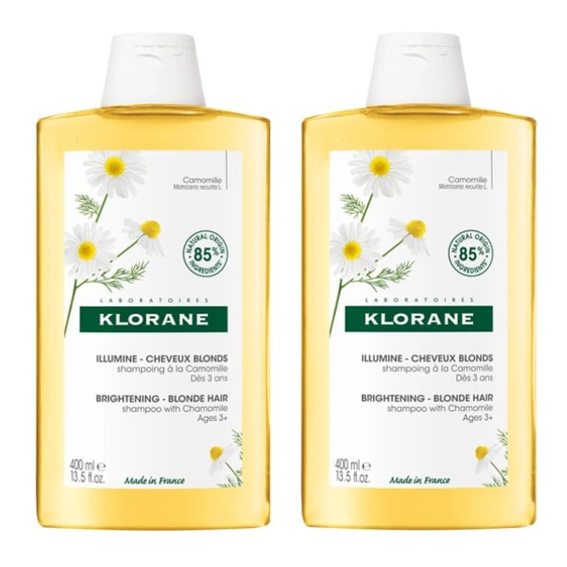 Klorane Πακέτο Chamomille Shampoo για Ξανθιές Ανταύγειες με Χαμομήλι 2x400ml