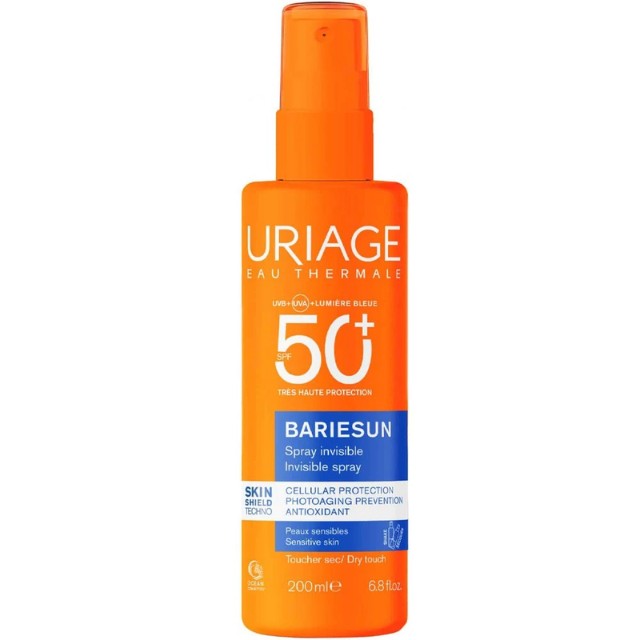 Uriage Bariesun Invisible Spray SPF50+ Διάφανο Αντηλιακό Spray Προσώπου & Σώματος xωρίς Άρωμα 200ml