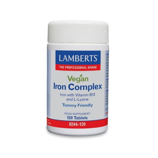 Lamberts Vegan Iron Complex Φόρμουλα Σιδήρου & B12 για Χορτοφάγους, 120 tabs 8244-120
