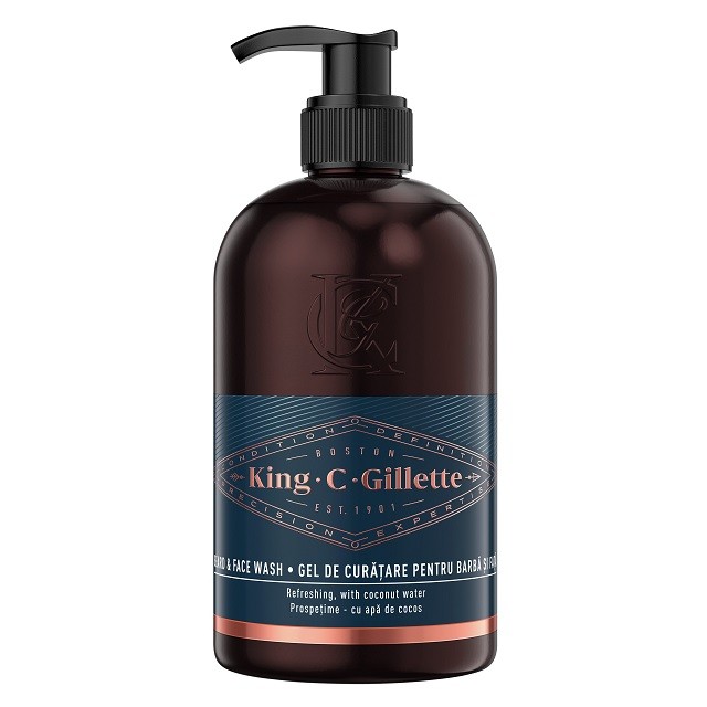 King C Gillette Beard & Face Wash Gel Ανδρικό Τζελ Καθαρισμού Για Τα Γένια & Το Πρόσωπο, 350ml