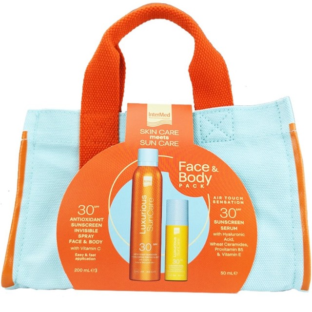 Intermed Luxurious Πακέτο SunCare Sunscreen Invisible Spray SPF30 200ml & Sunscreen Face Serum SPF30 50ml