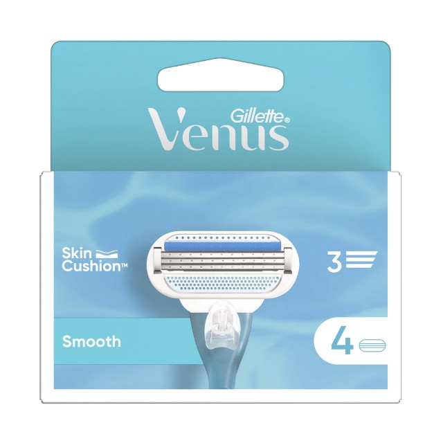 Gillette Venus Smooth Ανταλλακτικές Κεφαλές με 3 Λεπίδες 4τμχ