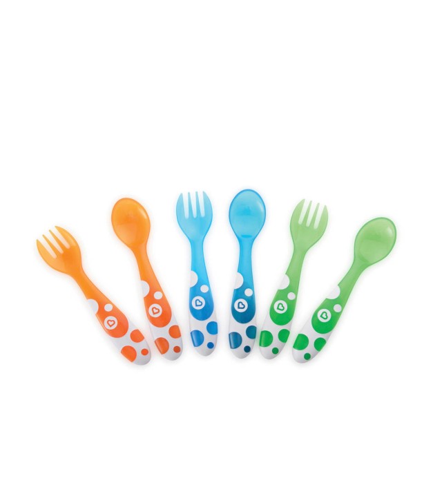 MUNCHKIN Multi Coloured Forks & Spoons Πολύχρωμα Κουταλάκια & Πιρουνάκια Για Παιδιά 12m+, 6τμχ